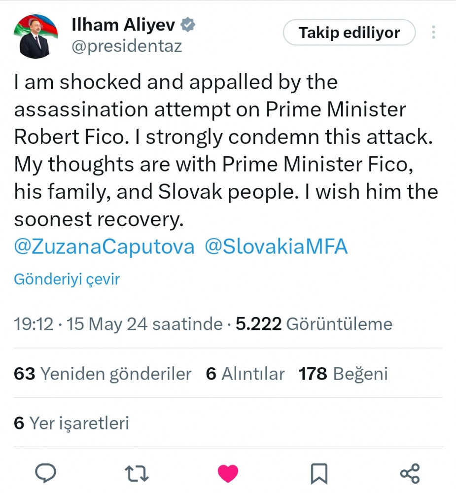 Azərbaycan Prezidenti Slovakiyanın Baş nazirinə edilən sui-qəsd cəhdini şiddətlə qınayıb<font color=red> - FOTOLAR</font>