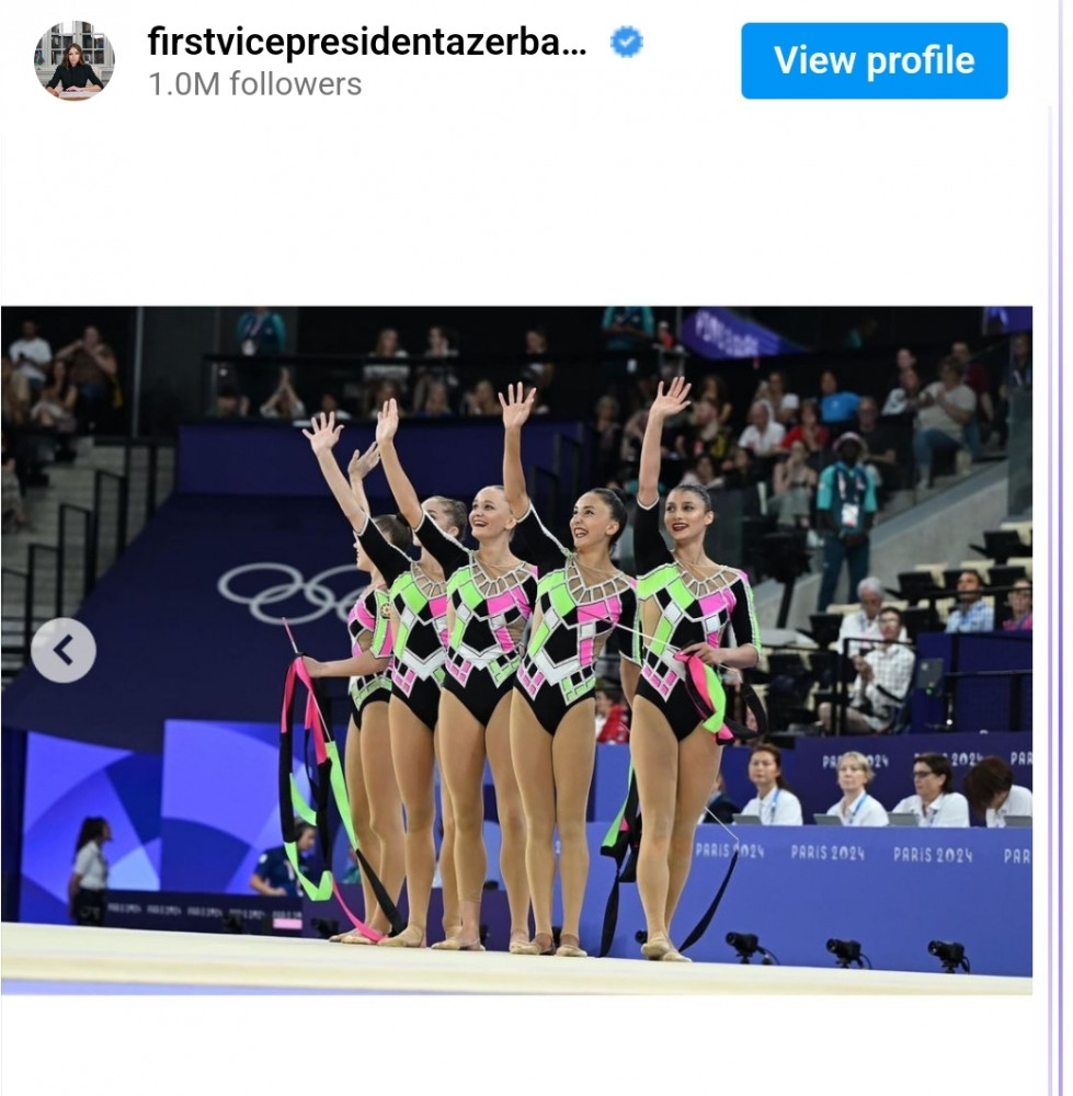 Mehriban Əliyeva bədii gimnastika üzrə qrup hərəkətləri komandasını təbrik edib<font color=red> - FOTOLAR</font>