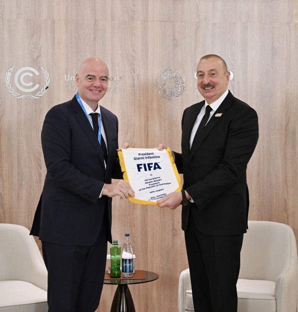 Prezident İlham Əliyev FIFA-nın prezidenti ilə görüşüb<font color=red> - FOTOLAR</font>