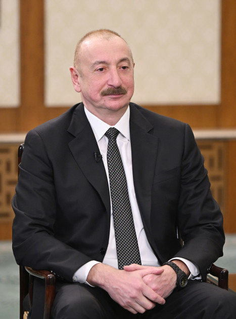 Prezident İlham Əliyev Pekində Çinin CGTN telekanalına müsahibə verib<font color=red> - FOTOLAR</font>