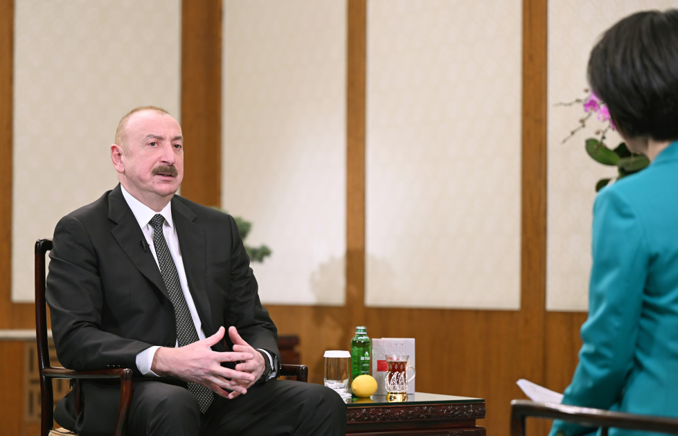 Prezident İlham Əliyev Pekində Çinin CGTN telekanalına müsahibə verib<font color=red> - FOTOLAR</font>