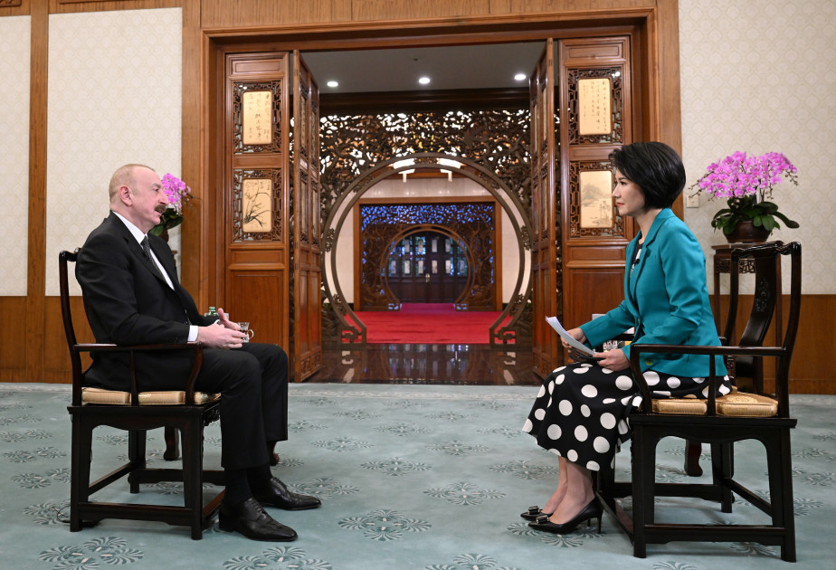 Prezident İlham Əliyev Pekində Çinin CGTN telekanalına müsahibə verib<font color=red> - FOTOLAR</font>