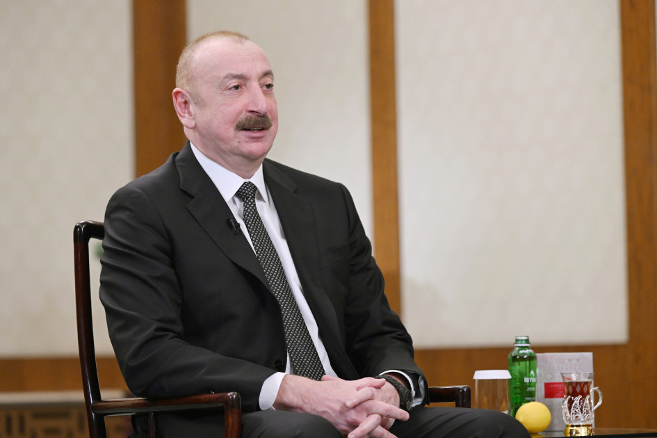 Prezident İlham Əliyev Pekində Çinin CGTN telekanalına müsahibə verib<font color=red> - FOTOLAR</font>
