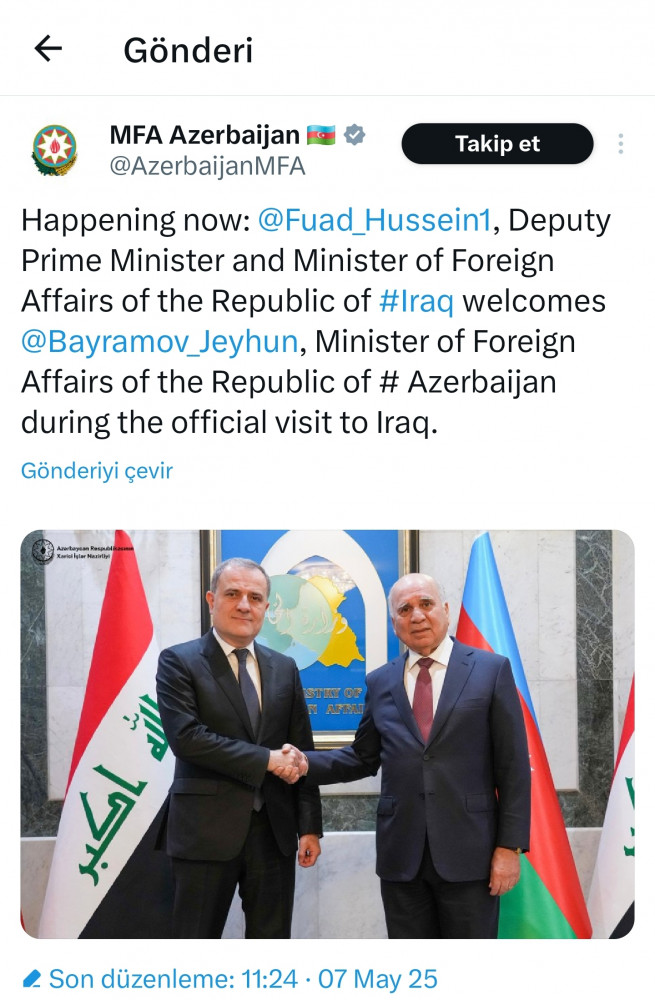 Ceyhun Bayramov iraqlı həmkarı ilə görüşüb<font color='red'> - YENİLƏNİB</font><font color=red> - FOTOLAR</font>