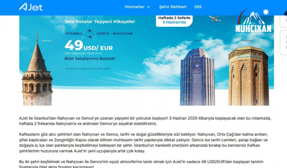 Naxçıvan-İstanbul reysinə biletlər ucuzlaşıb<font color=red> - FOTOLAR</font>