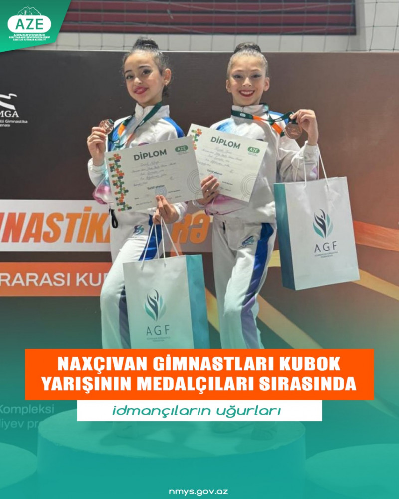 Naxçıvan gimnastları kubok yarışının medalçıları sırasında<font color=red> - FOTOLAR</font>
