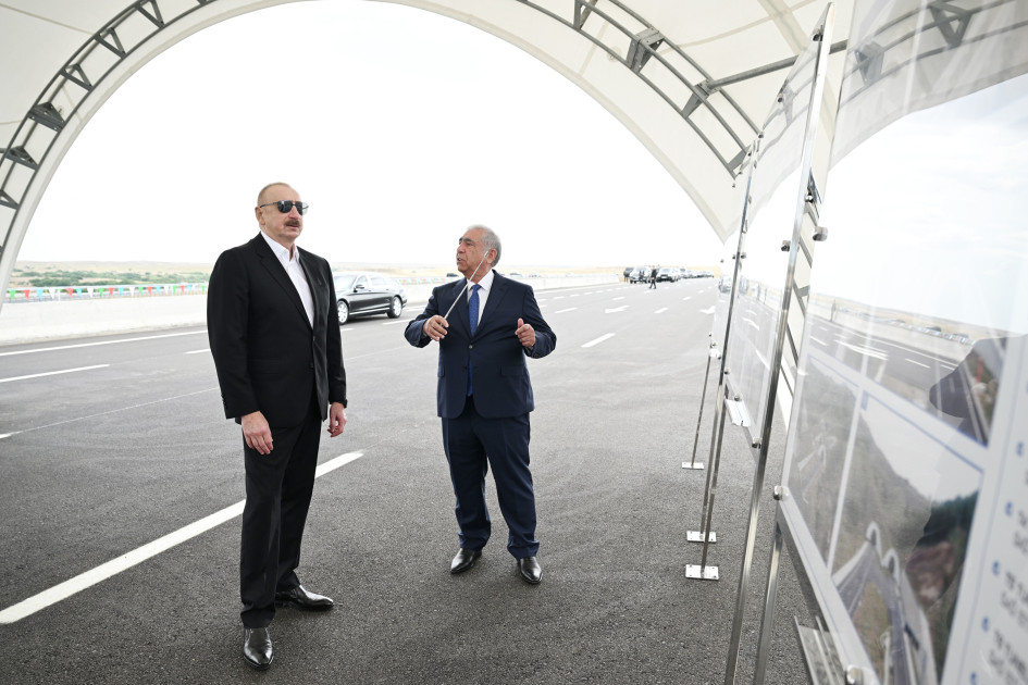 Prezident İlham Əliyev Əhmədbəyli-Füzuli-Şuşa yolunun açılışında iştirak edib<font color=red> - FOTOLAR</font>