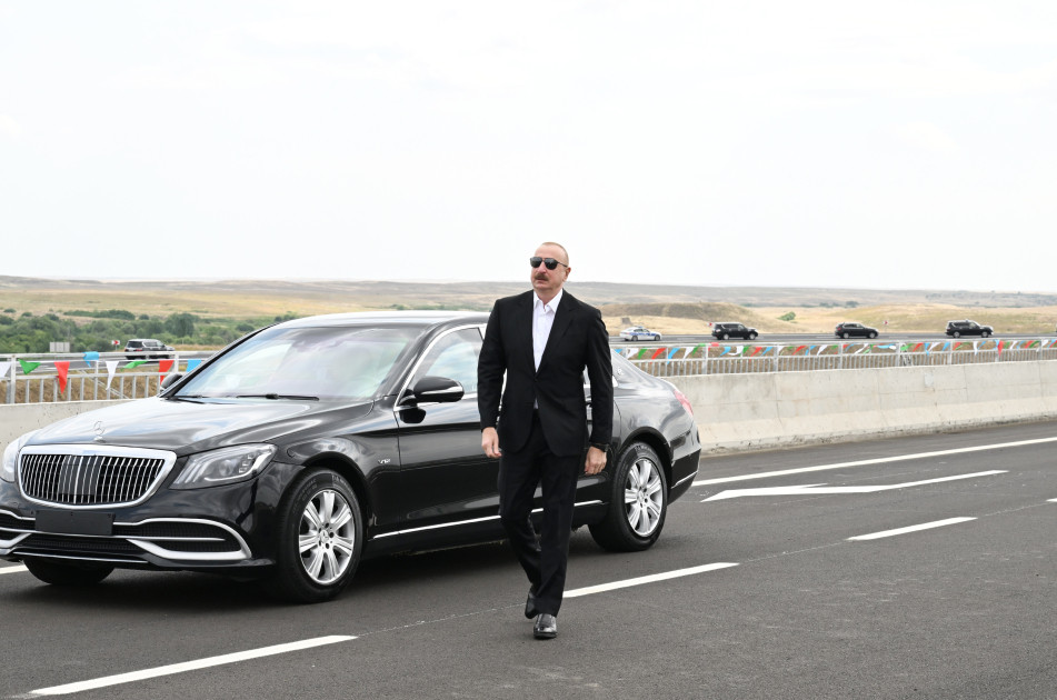 Prezident İlham Əliyev Əhmədbəyli-Füzuli-Şuşa yolunun açılışında iştirak edib<font color=red> - FOTOLAR</font>