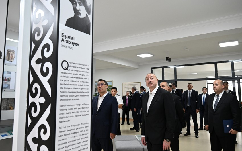 Azərbaycan və Qırğızıstan liderləri Ayköl Manas adına Xıdırlı kənd tam orta məktəbinin açılışını edib<font color=red> - FOTOLAR</font>