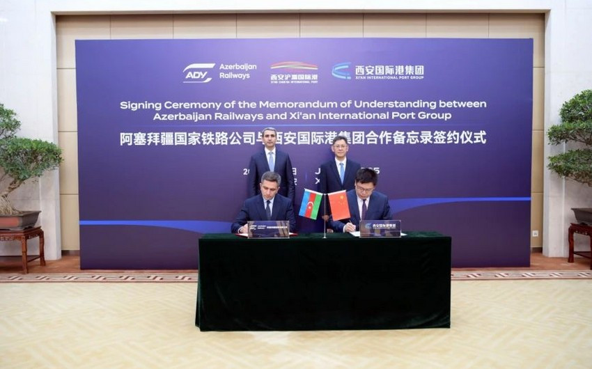 “Azərbaycan Dəmir Yolları” və Çin şirkəti Anlaşma Memorandumu imzalayıblar<font color=red> - FOTOLAR</font>