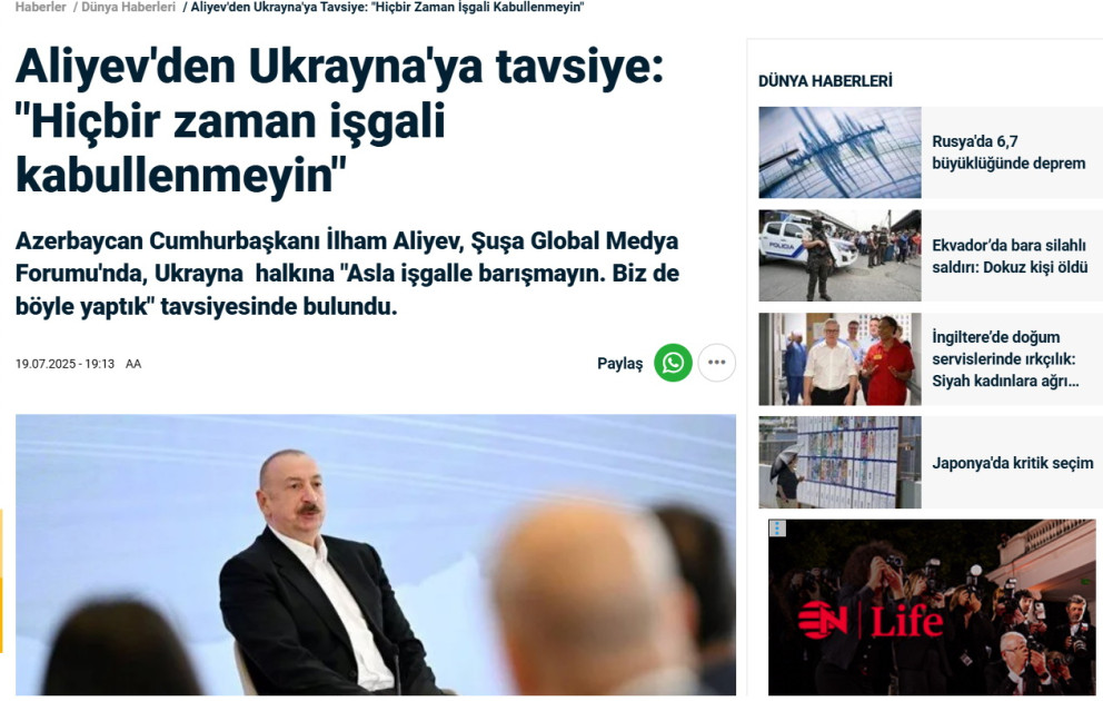 Prezident İlham Əliyevin III Qlobal Media Forumunda çıxışı dünya mətbuatının diqqət mərkəzindədir<font color=red> - FOTOLAR</font>