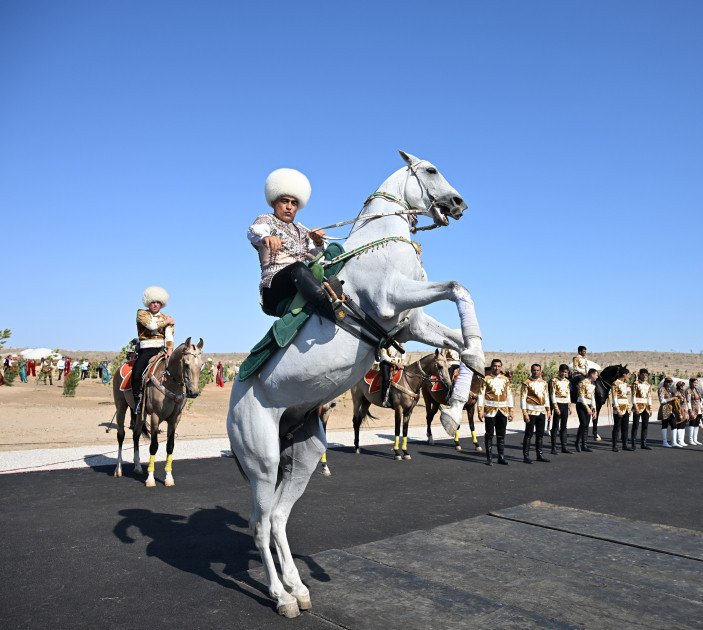 Azərbaycan Prezidenti İlham Əliyevə “Axaltəkə” atı hədiyyə edilib<font color=red> - FOTOLAR</font>