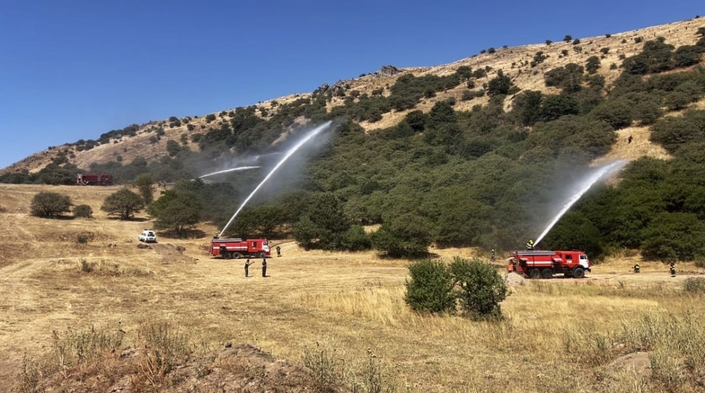 Şahbuz rayonunda meşəlik ərazidə yanğın-taktiki  təlim keçirilib<font color=red> - FOTOLAR</font>
