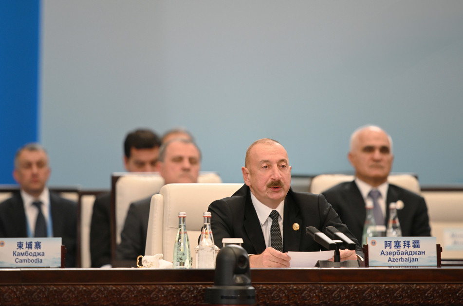 Çinin Tiencin şəhərində “ŞƏT plyus” formatında görüş keçirilib Prezident İlham Əliyev tədbirdə çıxış edib<font color=red> - FOTOLAR</font>