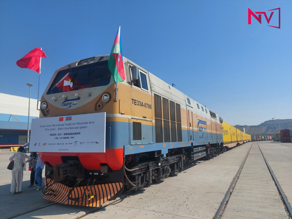 Çindən Azərbaycana yola düşən qatar Bakıya çatıb<font color=red> - FOTOLAR</font>
