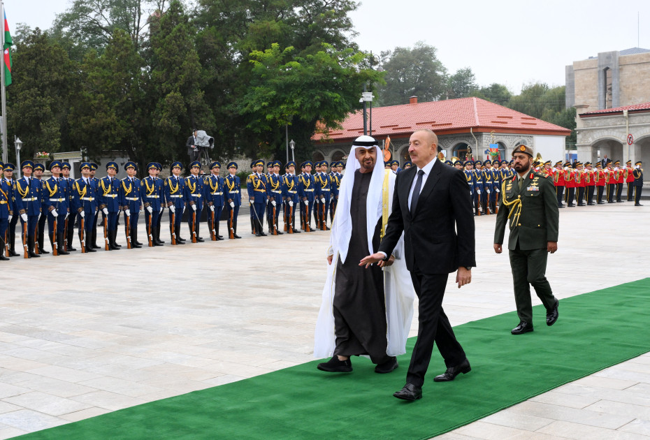 Birləşmiş Ərəb Əmirliklərinin Prezidentinin Şuşada rəsmi qarşılanma mərasimi olub<font color=red> - FOTOLAR</font>