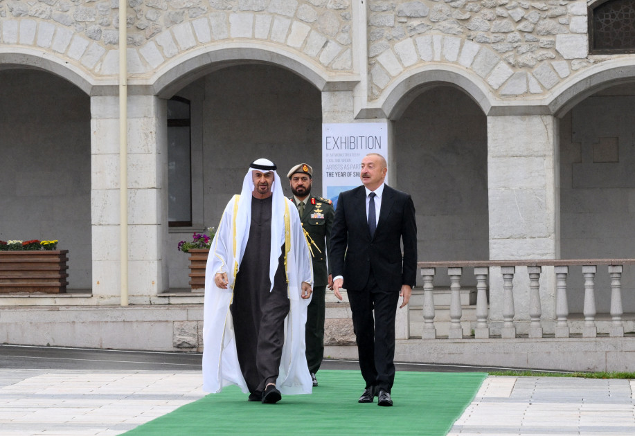 Birləşmiş Ərəb Əmirliklərinin Prezidentinin Şuşada rəsmi qarşılanma mərasimi olub<font color=red> - FOTOLAR</font>
