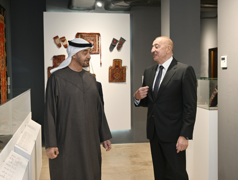 Azərbaycanın və Birləşmiş Ərəb Əmirliklərinin prezidentləri Milli Xalça Muzeyinin Şuşa filialında olublar<font color=red> - FOTOLAR</font>