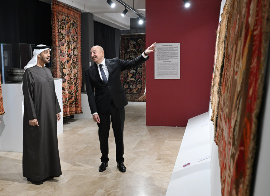 Azərbaycanın və Birləşmiş Ərəb Əmirliklərinin prezidentləri Milli Xalça Muzeyinin Şuşa filialında olublar<font color=red> - FOTOLAR</font>