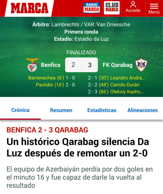 “Qarabağ”ın Portuqaliyada qazandığı tarixi qələbə xarici mətbuatda geniş işıqlandırılıb<font color=red> - FOTOLAR</font>