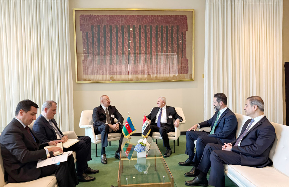 Azərbaycan Prezidenti İlham Əliyev BMT-nin Nyu-Yorkdakı mənzil-qərargahında İraq Prezidenti ilə görüşüb<font color=red> - FOTOLAR</font>