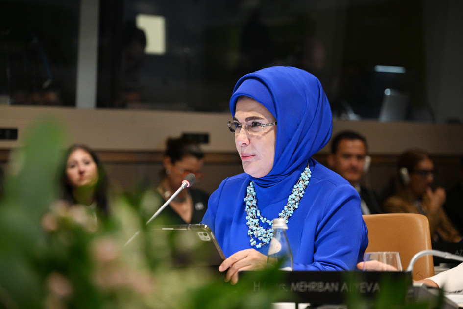 Birinci xanım Mehriban Əliyeva BMT Baş Assambleyası çərçivəsində xüsusi sessiyada iştirak edib<font color=red> - FOTOLAR</font>