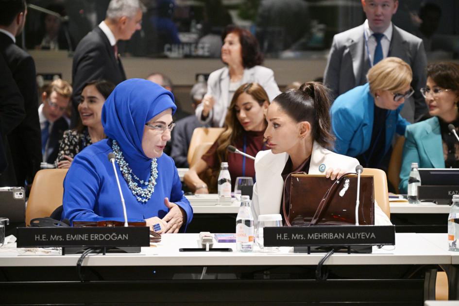 Birinci xanım Mehriban Əliyeva BMT Baş Assambleyası çərçivəsində xüsusi sessiyada iştirak edib<font color=red> - FOTOLAR</font>