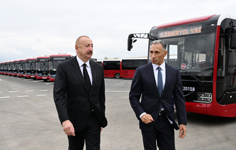 Prezident İlham Əliyev “BakuBus” MMC-nin Gəncə Avtoparkının açılışında iştirak edib<font color=red> - FOTOLAR</font>