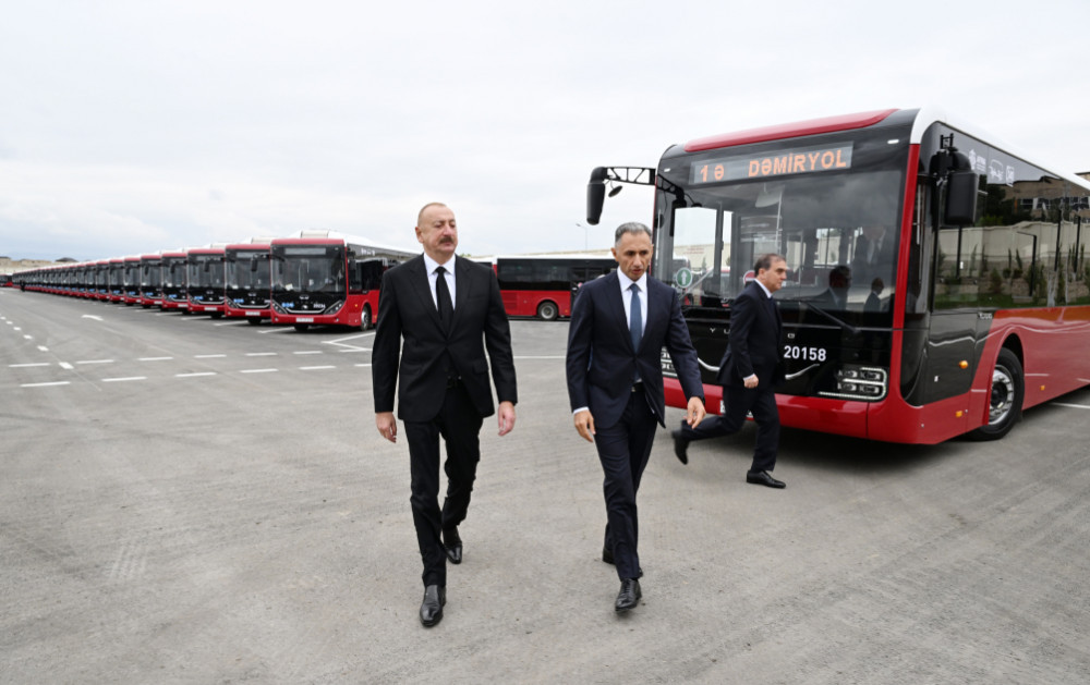 Prezident İlham Əliyev “BakuBus” MMC-nin Gəncə Avtoparkının açılışında iştirak edib<font color=red> - FOTOLAR</font>