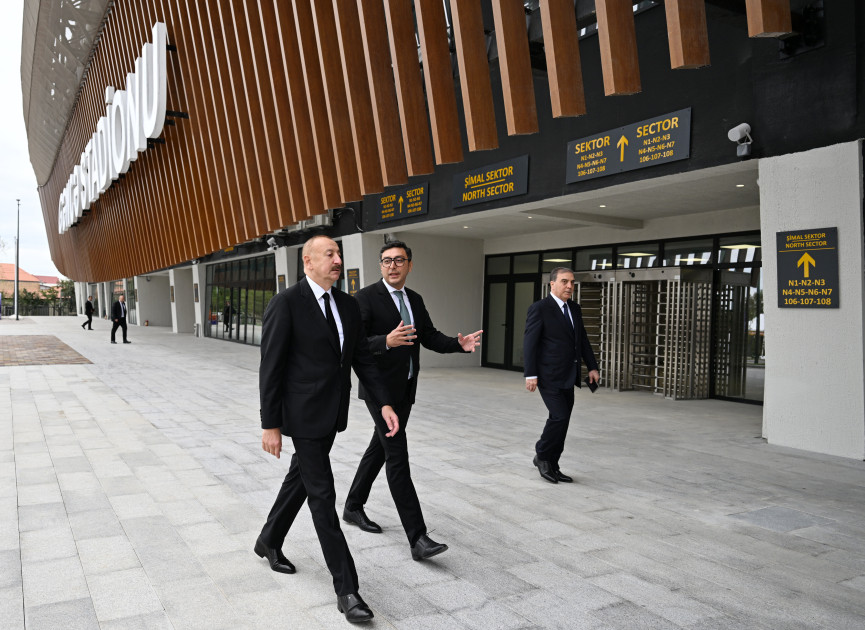 Prezident İlham Əliyev Gəncə şəhər stadionunun açılışında iştirak edib<font color=red> - FOTOLAR</font>