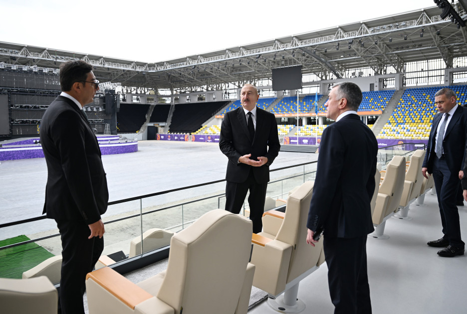 Prezident İlham Əliyev Gəncə şəhər stadionunun açılışında iştirak edib<font color=red> - FOTOLAR</font>