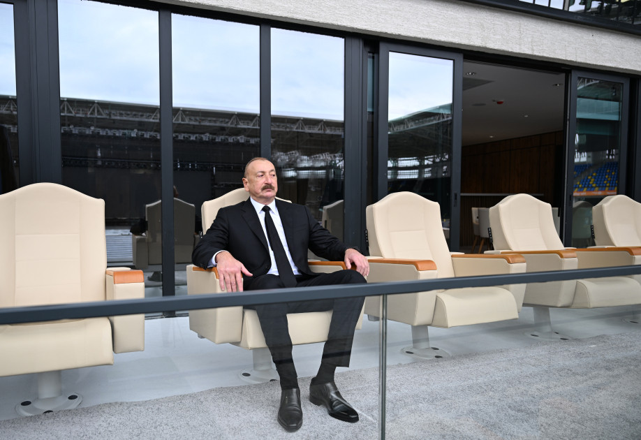Prezident İlham Əliyev Gəncə şəhər stadionunun açılışında iştirak edib<font color=red> - FOTOLAR</font>