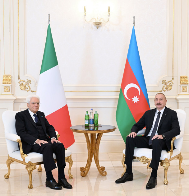 Azərbaycan Prezidenti İlham Əliyevin İtaliya Prezidenti Sercio Mattarella ilə təkbətək görüşü keçirilib<font color=red> - FOTOLAR</font>