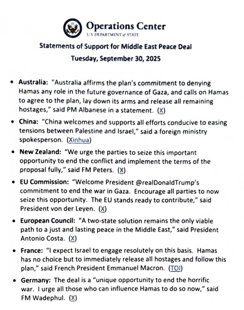 Tramp onun Qəzzada sülh planına dəstək verən Azərbaycan və digər ölkələrlə bağlı paylaşım edib<font color=red> - FOTOLAR</font>