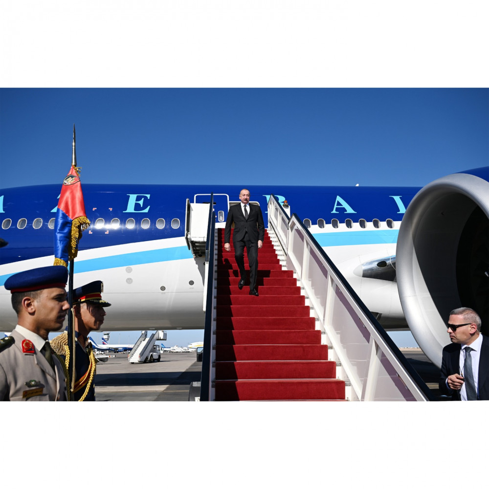 Prezident İlham Əliyev Misirə işgüzar səfərə gəlib<font color=red> - FOTOLAR</font>