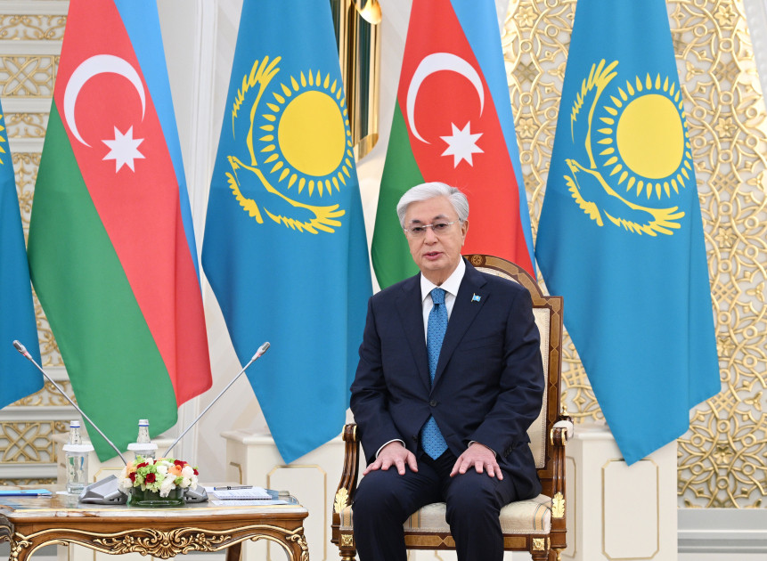 Astanada Azərbaycan Prezidenti İlham Əliyevin Qazaxıstan Prezidenti Kasım-Jomart Tokayev ilə təkbətək görüşü olub<font color=red> - FOTOLAR</font>