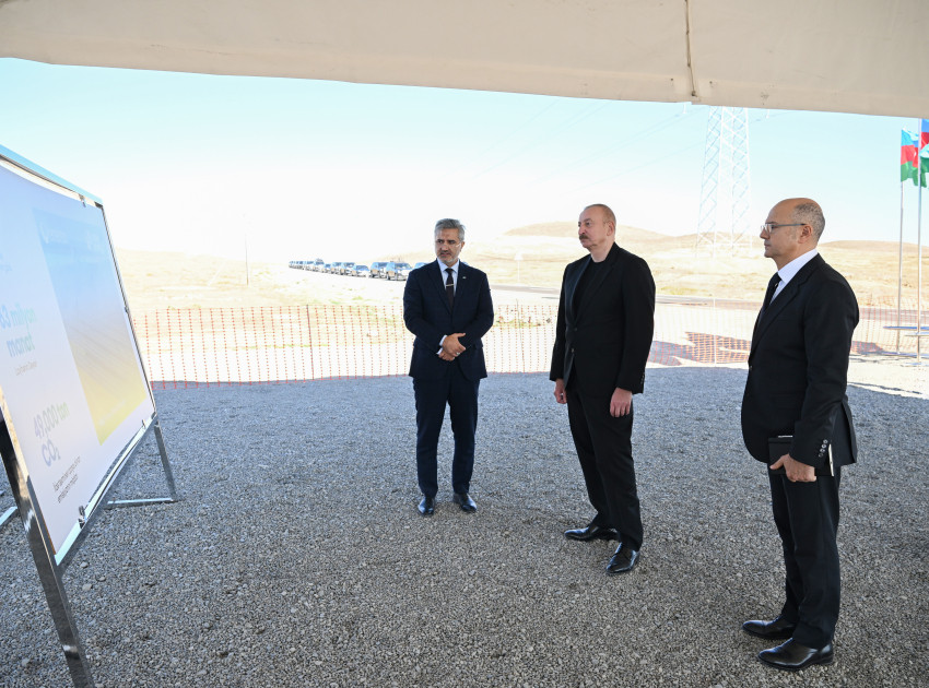 Prezident İlham Əliyev Cəbrayıl rayonunun Şahvəlli kəndində “Şəms” və “Üfüq” Günəş Elektrik stansiyalarının təməlini qoyub<font color=red> - FOTOLAR</font>