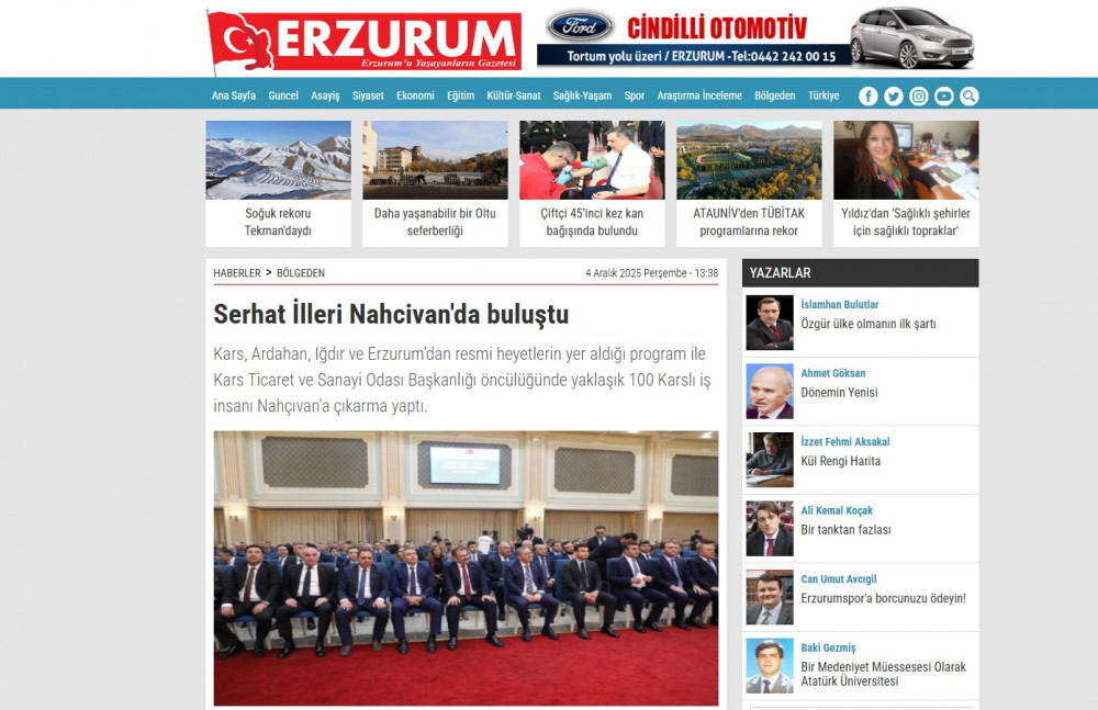 Naxçıvanda keçirilən 2-ci Azərbaycan-Türkiyə regional iqtisadi forumu TÜRKİYƏ MEDİASINDA<font color=red> - FOTOLAR</font>