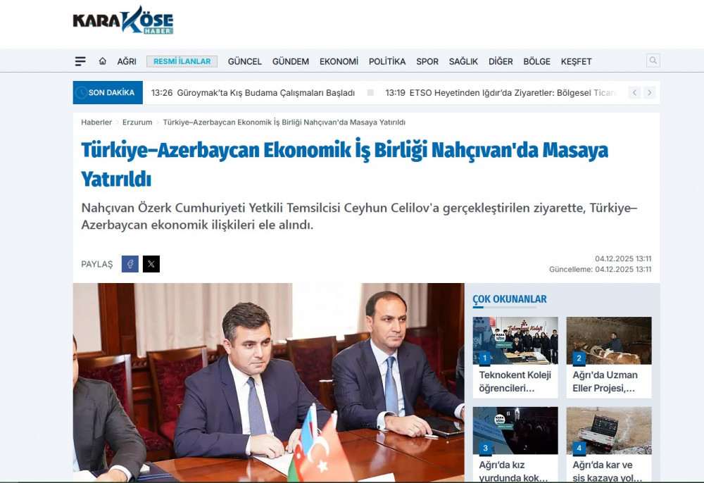 Naxçıvanda keçirilən 2-ci Azərbaycan-Türkiyə regional iqtisadi forumu TÜRKİYƏ MEDİASINDA<font color=red> - FOTOLAR</font>