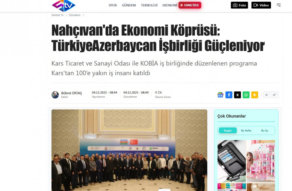 Naxçıvanda keçirilən 2-ci Azərbaycan-Türkiyə regional iqtisadi forumu TÜRKİYƏ MEDİASINDA<font color=red> - FOTOLAR</font>