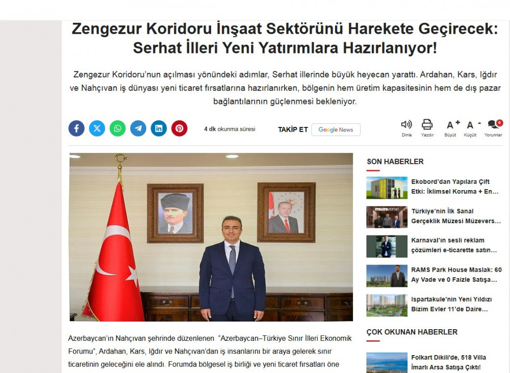 Naxçıvanda keçirilən 2-ci Azərbaycan-Türkiyə regional iqtisadi forumu TÜRKİYƏ MEDİASINDA<font color=red> - FOTOLAR</font>