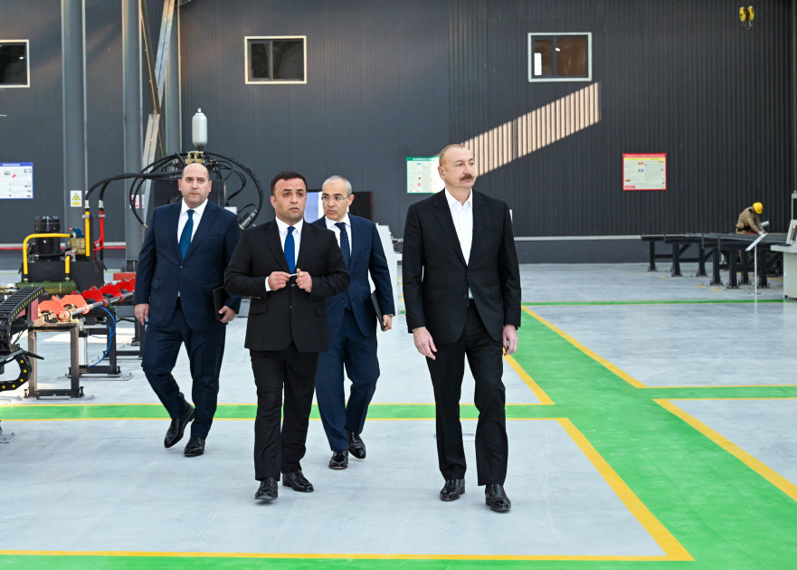 Prezident İlham Əliyev Ağdamda metal elektrik dirəklərinin istehsalı müəssisəsinin açılışında iştirak edib <font color=red> - FOTOLAR</font>