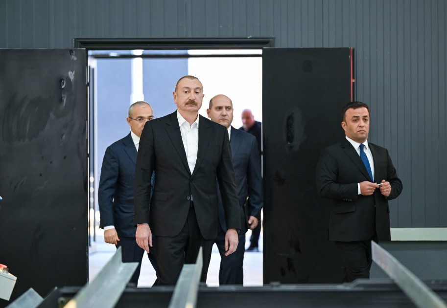 Prezident İlham Əliyev Ağdamda metal elektrik dirəklərinin istehsalı müəssisəsinin açılışında iştirak edib <font color=red> - FOTOLAR</font>