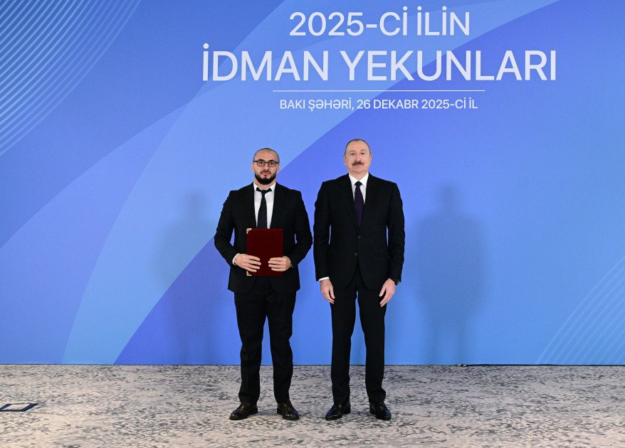 Prezident İlham Əliyev 2025-ci ilin idman yekunlarına həsr olunan mərasimdə iştirak edib<font color='red'> - YENİLƏNİB</font><font color=red> - FOTOLAR</font>