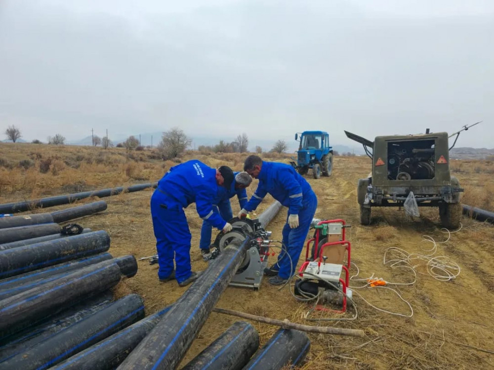 Sirab kəndində 5,5 km-lik yeni içməli su xətti çəkilir <font color=red> - FOTOLAR</font>