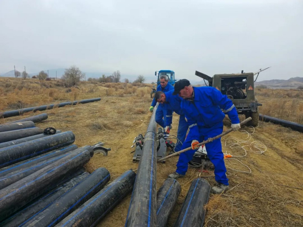 Sirab kəndində 5,5 km-lik yeni içməli su xətti çəkilir <font color=red> - FOTOLAR</font>