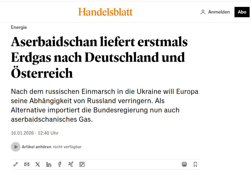 Alman mediası Azərbaycan qazının Almaniya və Avstriya bazarına ixracına geniş yer verib<font color=red> - FOTOLAR</font>