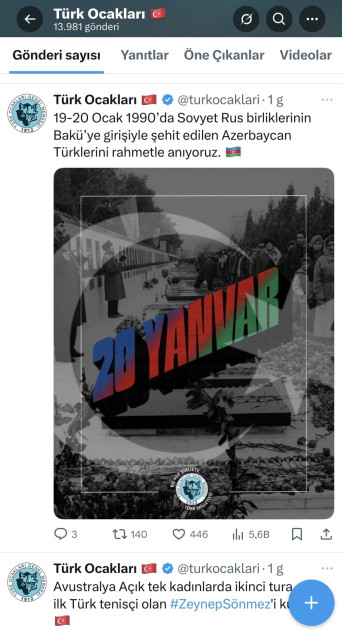 Türkiyədə 20 Yanvar faciəsi ilə əlaqədar başsağlığı mesajları yayımlanıb<font color=red> - FOTOLAR</font>