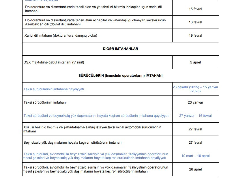 Bu il keçiriləcək buraxılış və qəbul imtahanlarının qrafiki açıqlanıb<font color=red> - FOTOLAR</font>