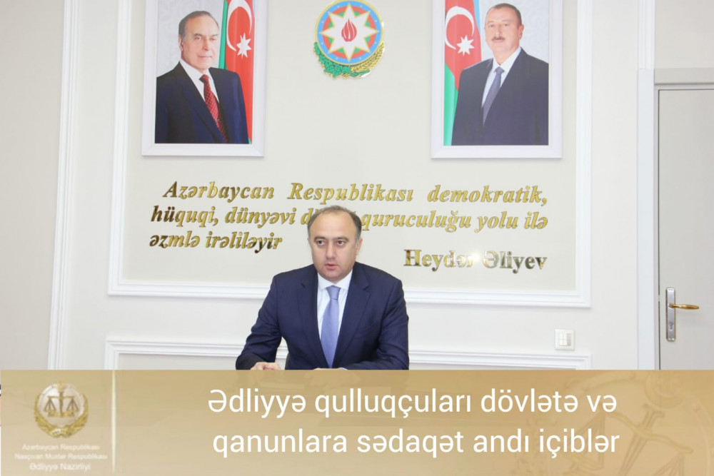 Naxçıvanda ədliyyə qulluqçularının andiçmə mərasimi təşkil edilib<font color=red> - FOTOLAR</font>